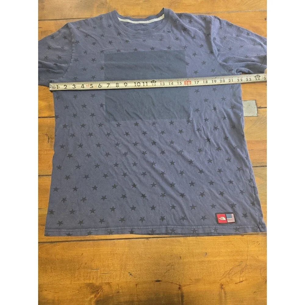 The North Face Graphic Star Print T-Shirt Men's L Blue USA American Flag Patch